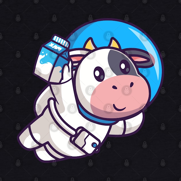 Meme cow astronaut flying with milk by thexsurgent